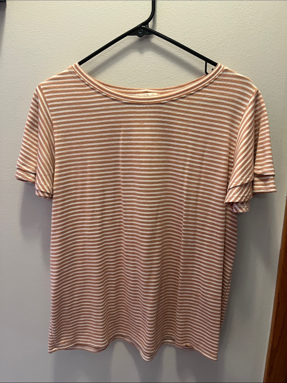 nine britton Striped Short-Sleeve Top - Pink and White